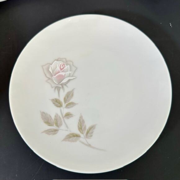 Noritake Edenrose 4 Bread & Butter Plates Gray/Pink/White Roses VTG - Picture 2 of 11